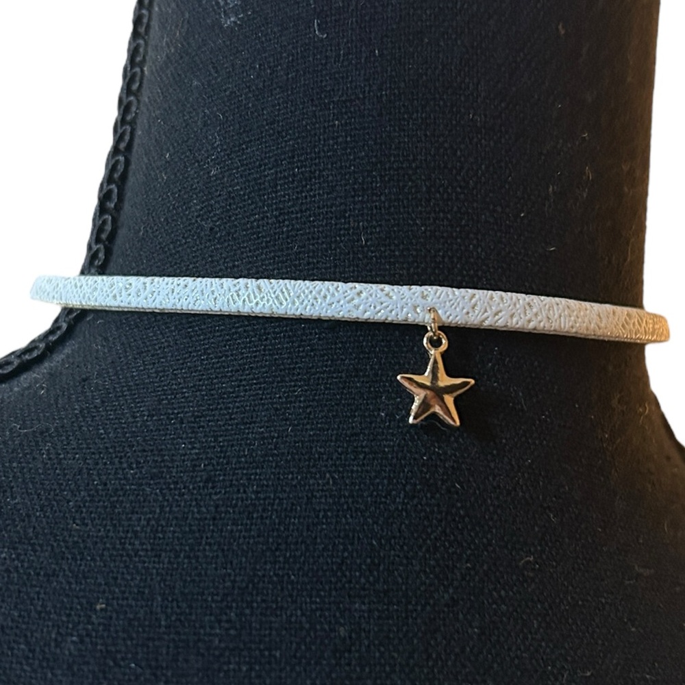 Y2K Whimsical Minimal Mermaid Metallic Coastal Cowgirl Choker Star Charm 11” in.
